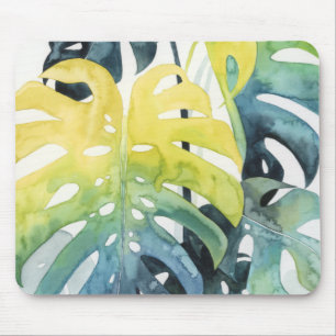 Watercolor-Sonnenuntergang-Palme-Blätter Mousepad