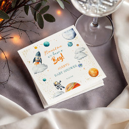 Watercolor Space Baby Shower Napkins Rocket Planet Serviette