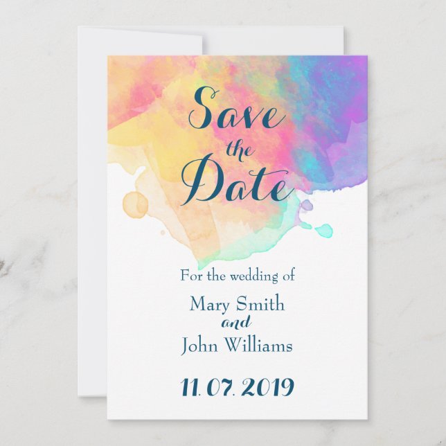 Watercolor-Spaß Save the Date Einladung (Vorderseite)