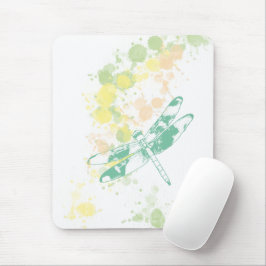 Watercolor Splash Dragonfly Mousepad