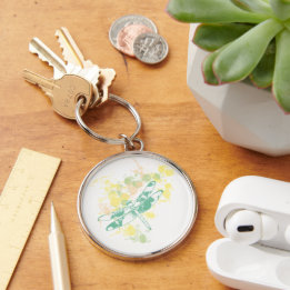 Watercolor Splash Dragonfly Premium Round Schlüsse Schlüsselanhänger