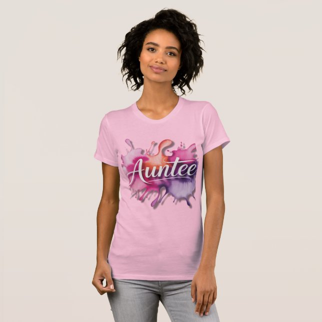 Watercolor-Splash mit Auntee-Typografie  T-Shirt (Vorne ganz)
