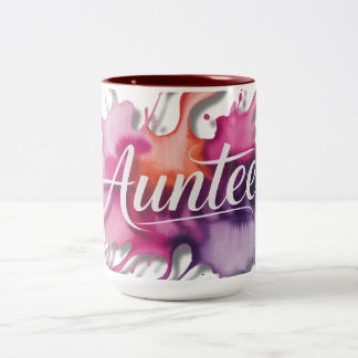 Watercolor-Splash mit Auntee-Typografie Zweifarbige Tasse