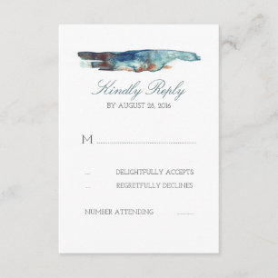 Watercolor Splash Retro Beach Wedding Cartes RSVP