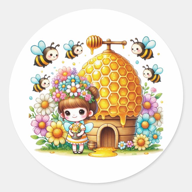 Watercolor Spring Baby Fairy Runder Aufkleber (Vorderseite)