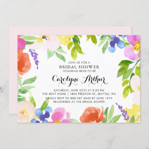 Watercolor Spring Blooms Invitation de douche nupt