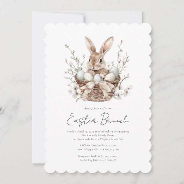Watercolor Spring Bunny Osterfest Einladung (Vorderseite)