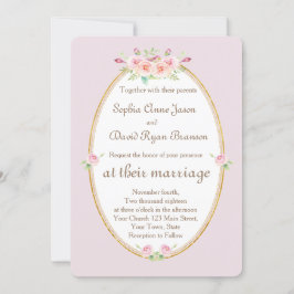 Watercolor Spring Floral Gold Hochzeit Einladung
