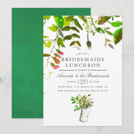 Watercolor Spring Foliage Bridesmais Luncheon Einladung