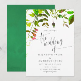 Watercolor Spring Foliage Wedding Einladung