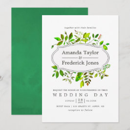 Watercolor Spring Foliage Wedding Einladung