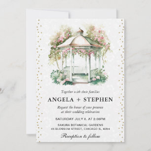 Watercolor Spring Garden Gazebo Wedding Einladung