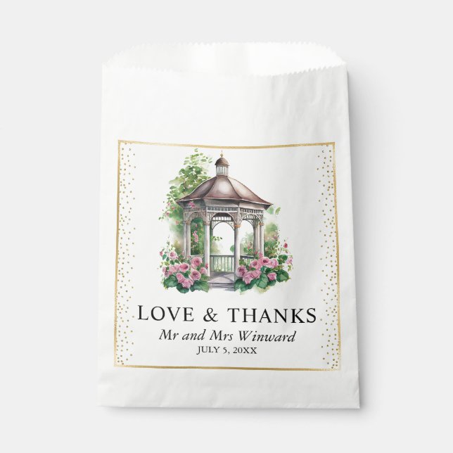 Watercolor Spring Garden Gazebo Wedding Geschenktütchen (Vorderseite)