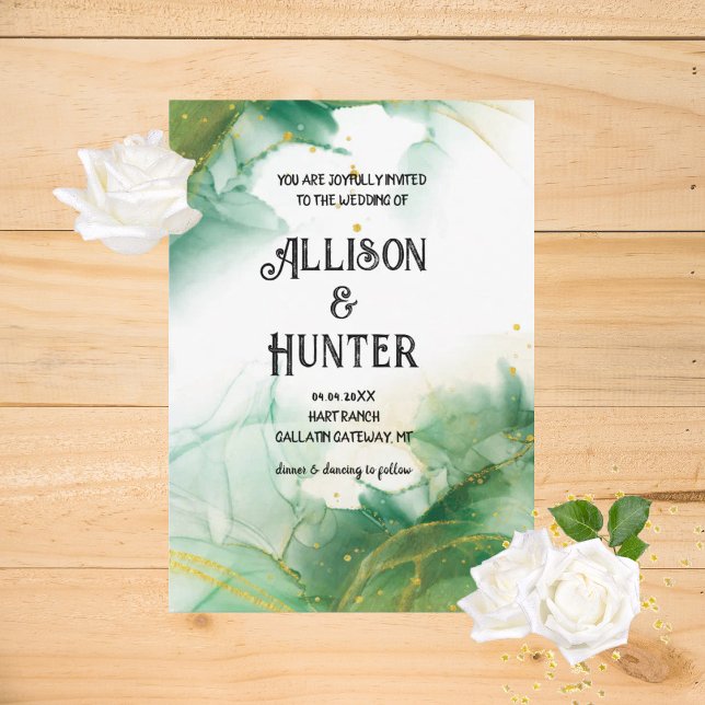 Watercolor Spring Green Wedding Invitations (Créateur téléchargé)