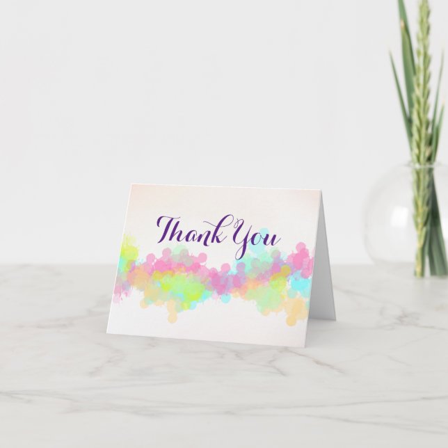 Watercolor-Spritzer-bunte Hochzeit danken Ihnen Dankeskarte (Vorderseite)