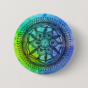 Watercolor-Spritzermandala-Entwurfs-KnopfPin. Button