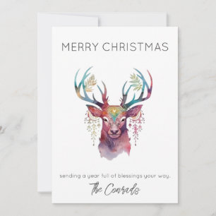 Watercolor Stag Weihnachtskarte Einladung