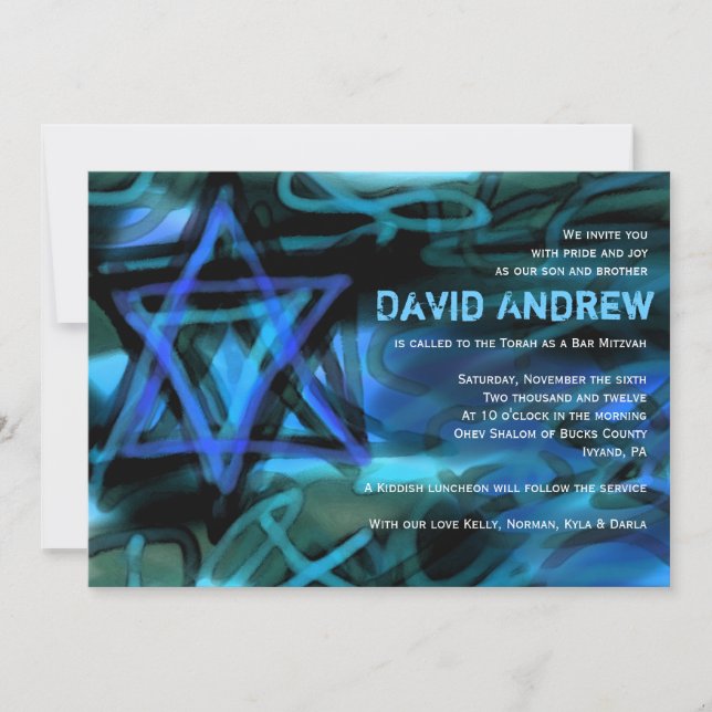 WATERCOLOR STAR Bar Bat Mitzvah Einladung (Vorderseite)