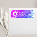 Watercolor Star von David Bat Mitzvah Return<br><div class="desc">Senden Sie Ihre Bat Mitzvah Einladungen,  uAwg Umschlagkarten und Dankeschön Karten mit diesen Aquarell lila,  violett,  blau Rücketiketten Aufkleber. Editierbare Vorlagen,  damit Sie Schriftart und Größe ändern können.</div>