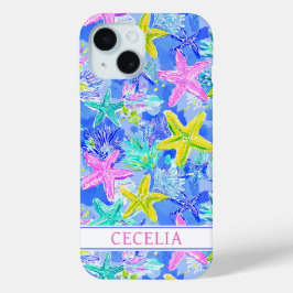 Watercolor Starfish Monogrammed Case-Mate iPhone Hülle