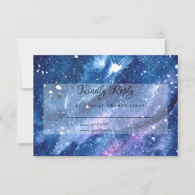 Watercolor Starry Night Sky RSVP Karte (Vorderseite)