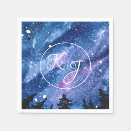 Watercolor Starry Night Sky Serviette