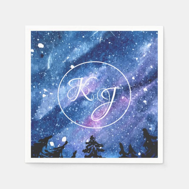 Watercolor Starry Night Sky Serviette (Vorderseite)