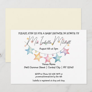 Watercolor Stars Kinderdusche Einladung