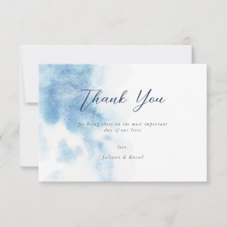 Watercolor Staubblau Hochzeit Danke Karte