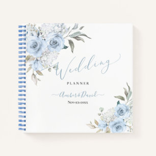 WATERCOLOR STAUBBLAUE ROSEN HOCHZEITSPLANER NOTIZBUCH
