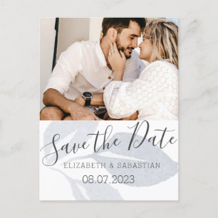 Watercolor Staubblaues Laub Save The Date Ankündigungspostkarte