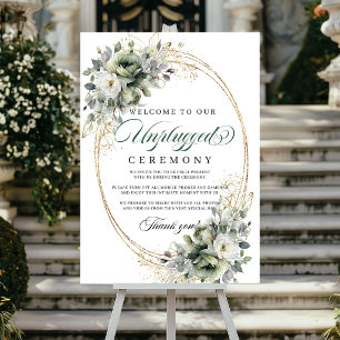 Watercolor Staubgrün Unplugged Zeremonie Hochzeit  Poster