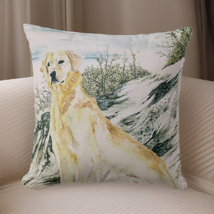 Watercolor Stolzer Golden Retriever Hund Kissen