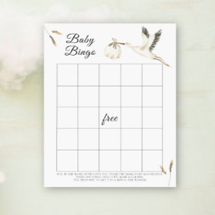 Watercolor Stork Baby Bingo-Spiel