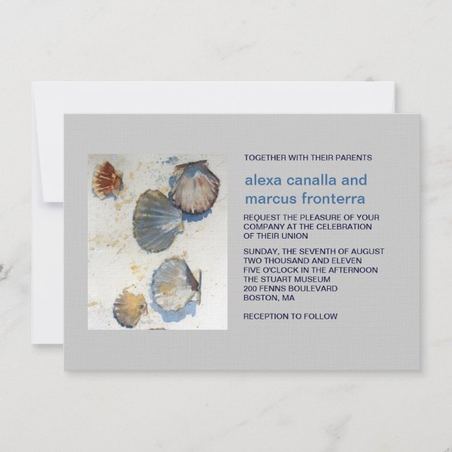 Watercolor-Strand-Muscheln, die Einladung Wedding (Vorderseite)