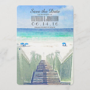 Watercolor-Strand-Pier   tropisch Save the Date