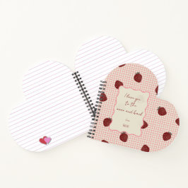 Watercolor Strawberries on Pink Grid- Valentine Notizbuch