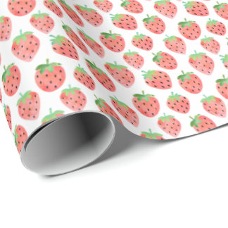 Watercolor Strawberries Wrapping Paper Geschenkpapier