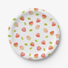 Watercolor Strawberry Birthday Party Pappteller