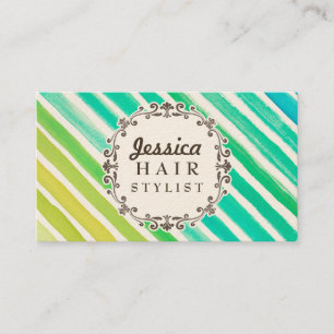 Watercolor Stripes Coiffure Styliste Cartes de ren