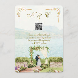 Watercolor Style QR Code Wedding Enclosure Card Begleitkarte