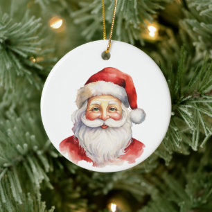 Watercolor Style Weihnachtsmann-Gesicht, angepasst Keramik Ornament