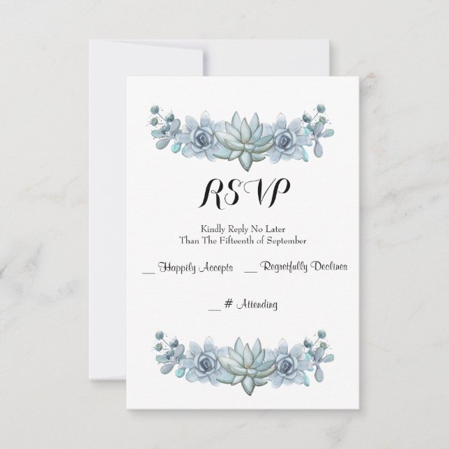 Watercolor Succulent & Blume Wedding RSVP Card (Vorderseite)