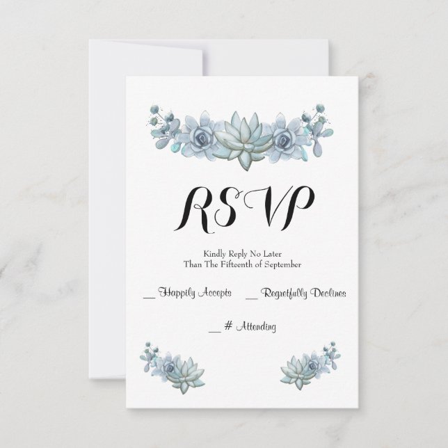 Watercolor Succulent & Blume Wedding RSVP Card (Vorderseite)