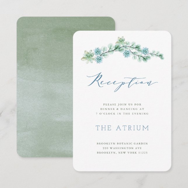 Watercolor Succulent Garden Wedding Empfang Card Einladung (Vorne/Hinten)