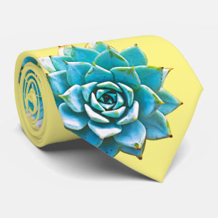 Watercolor Succulents on Yellow Krawatte