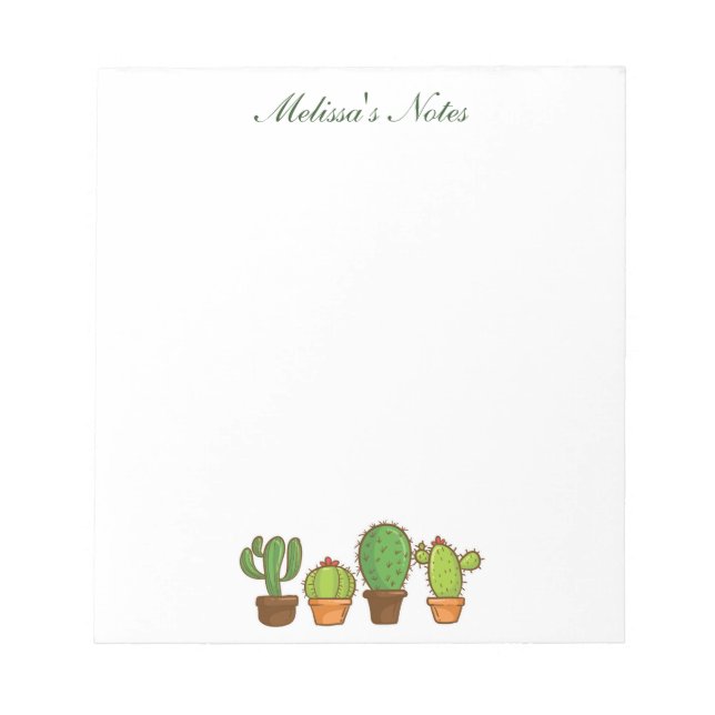 Watercolor Succulents Personalized Boho Greenery Notizblock (Vorderseite)