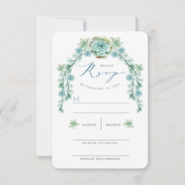 Watercolor Succules Garden Wedding RSVP Card