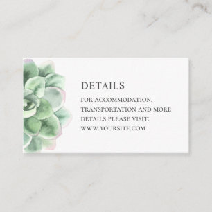 Watercolor Sukkulente Details. Hochzeitskaktus Begleitkarte