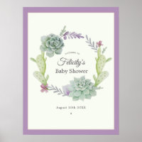 Watercolor-Sukkulenten-Baby-Shower-Willkommen